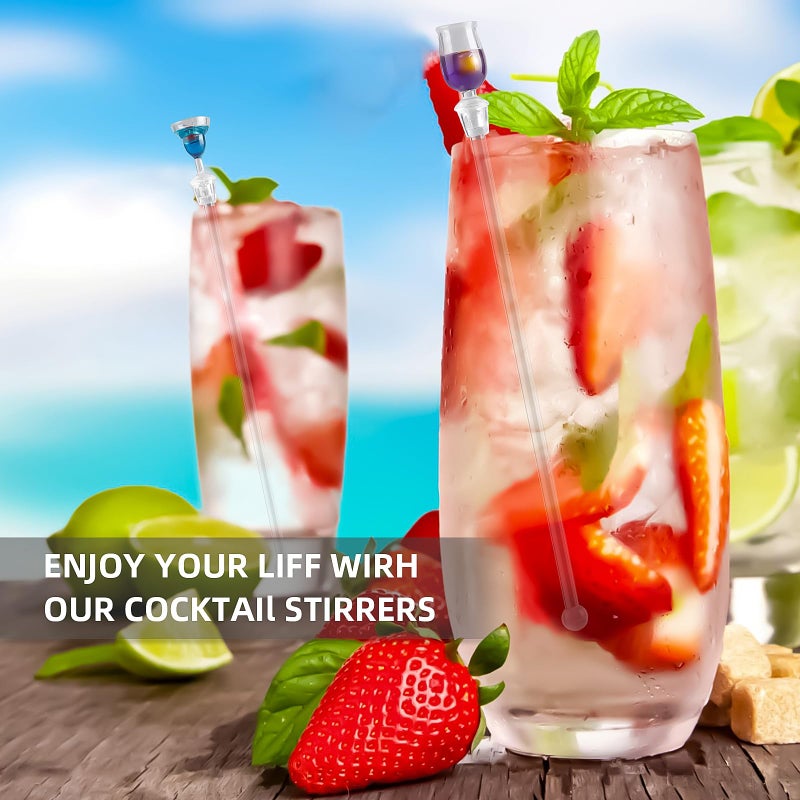 PDFans Cocktail Mixing Spoon, Cup Acrylic Mixer Bar puddler Swizzle stick Sticks 10 pcs - Image 3